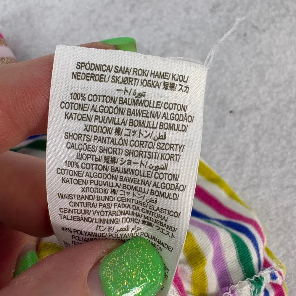 Boden Multi Striped Tiered Ruffle Cotton Skort Girls 5-6Y Rainbow Sparkle Preppy